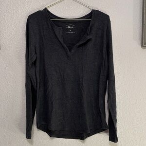 Bass Charcoal Long Sleeve Henley Top Size Medium